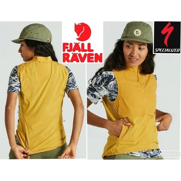 FJALLRAVEN SPECIALIZED Women Adventure Cycling Wind Vest Sz S Yellow Vented - Picture 1 of 6